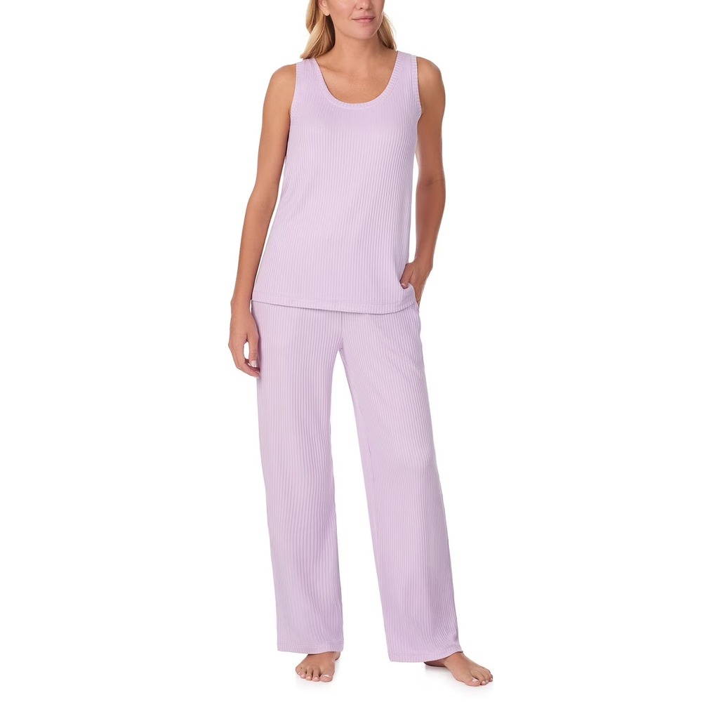 Cuddl Duds 3-Piece PJ Set Size S Purple Ribbed Knit Cardigan Tank Pants